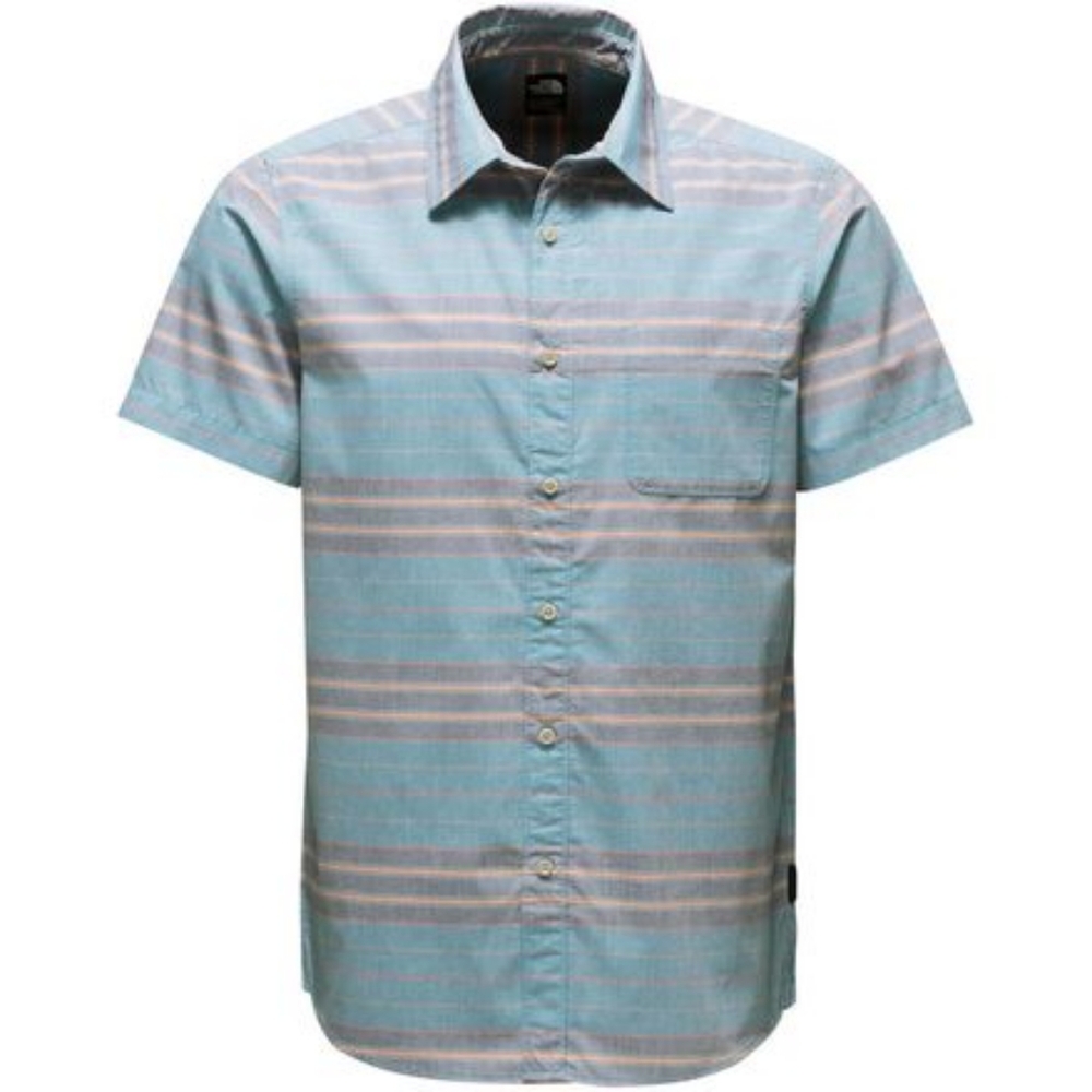 The North Face Chambray Pursuit Men's Medium‎ Short Sleeve Button Up Shirt Blue